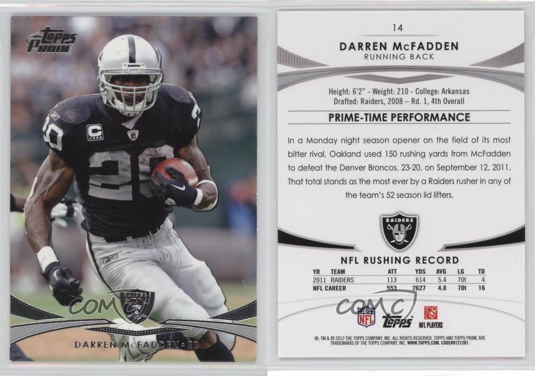 Details About 2012 Topps Prime Darren Mcfadden 14