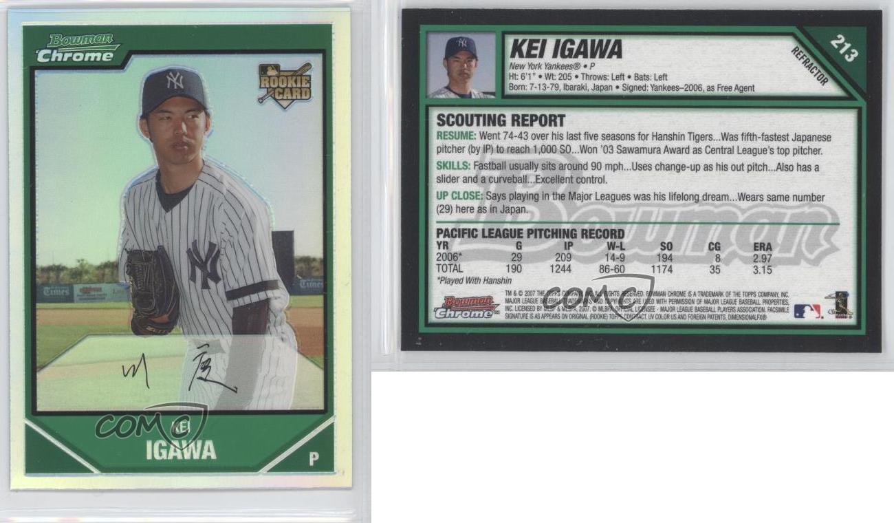 2007 Bowman RC #213 Kei Igawa New York Yankees FREE SHIPPING 