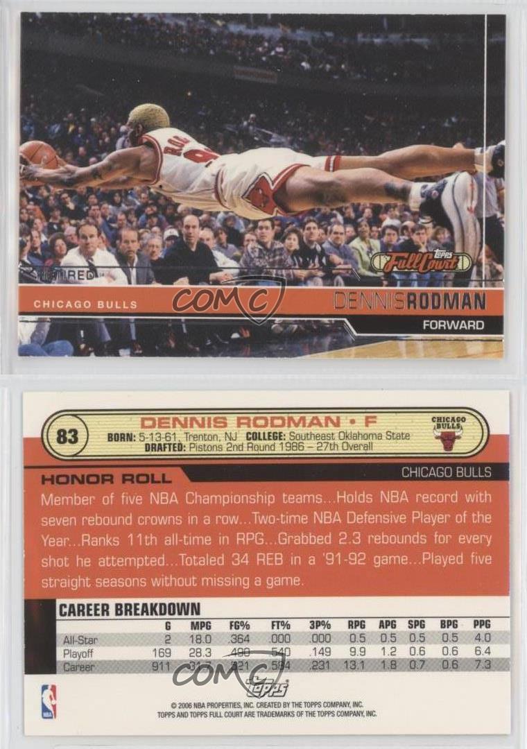 2006-07 Topps Full Court Basketball Dennis Rodman The Dive #83 Chicago  Bulls