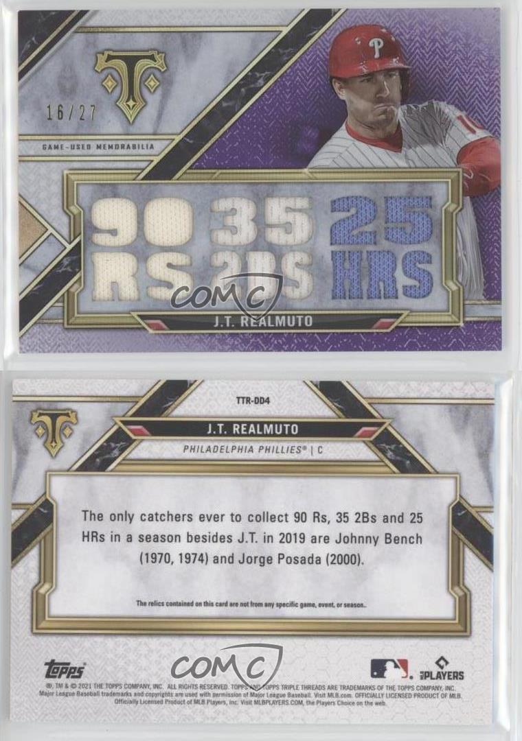 2021 Topps Triple Threads Relics Amethyst /27 JT Realmuto #TTR-DD4 - Bild 3 von 3