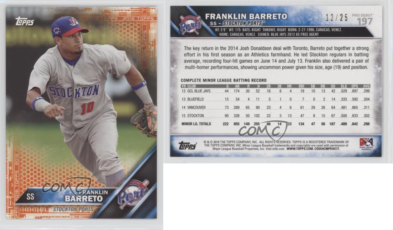 2016 Topps Pro Debut Orange /25 Franklin Barreto #197