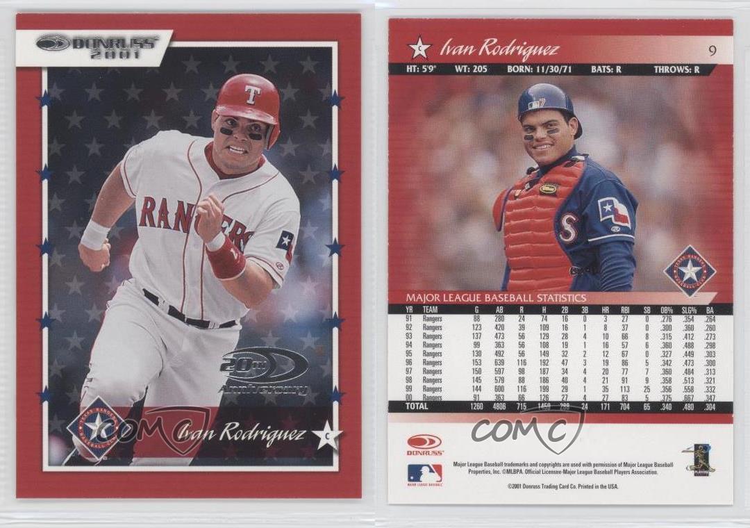 2001 Donruss 9 Ivan Rodriguez Texas Rangers Baseball Card eBay