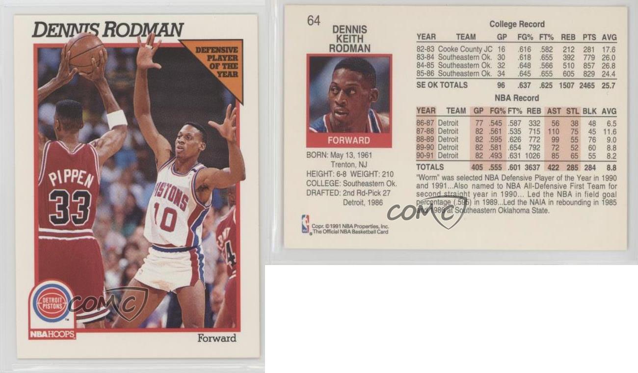 199192 NBA Hoops 64 Dennis Rodman Detroit Pistons Basketball Card eBay