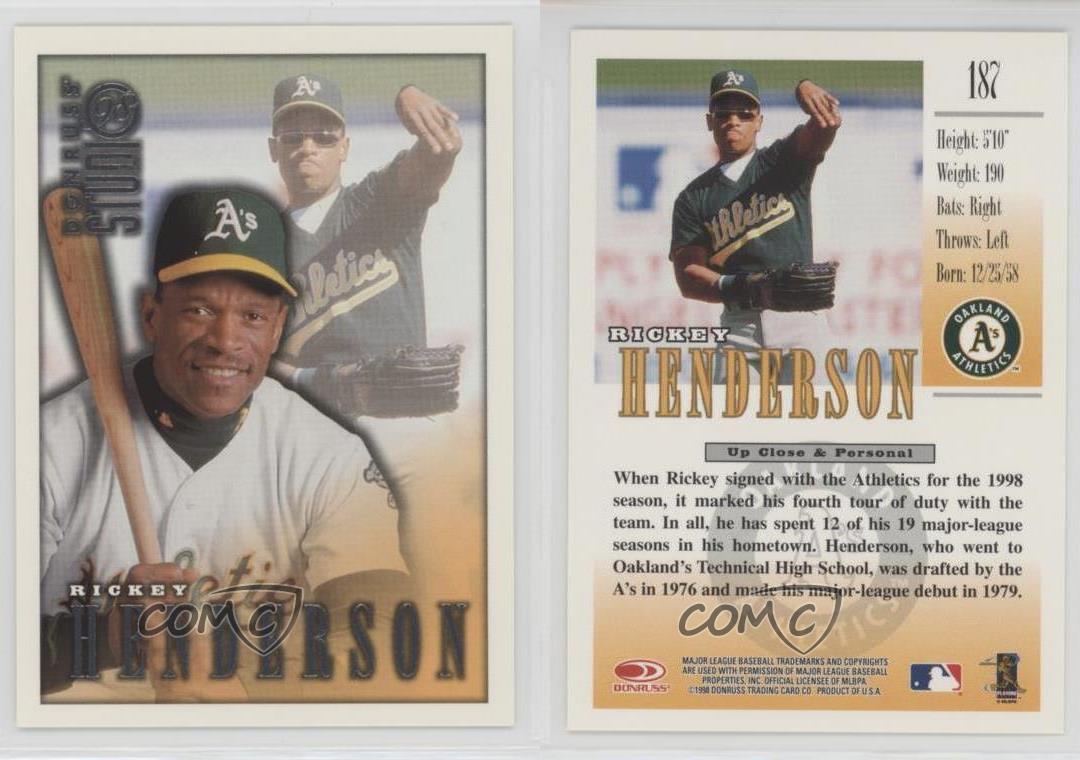  1998 Studio Baseball Card #187 Rickey Henderson : Collectibles  & Fine Art