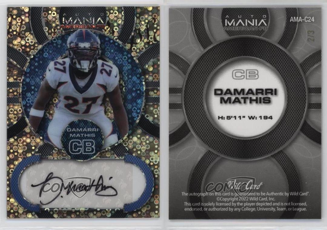 2022 Wild Card Mania American Football Circle /3 Damarri Mathis Rookie Auto RC - Picture 3 of 3