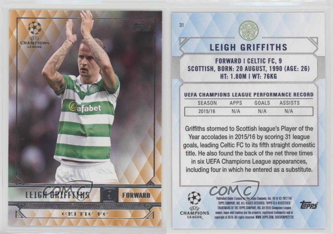 2016//17 Topps UEFA Champions League Champions Pedigree Leigh Griffiths Celtic