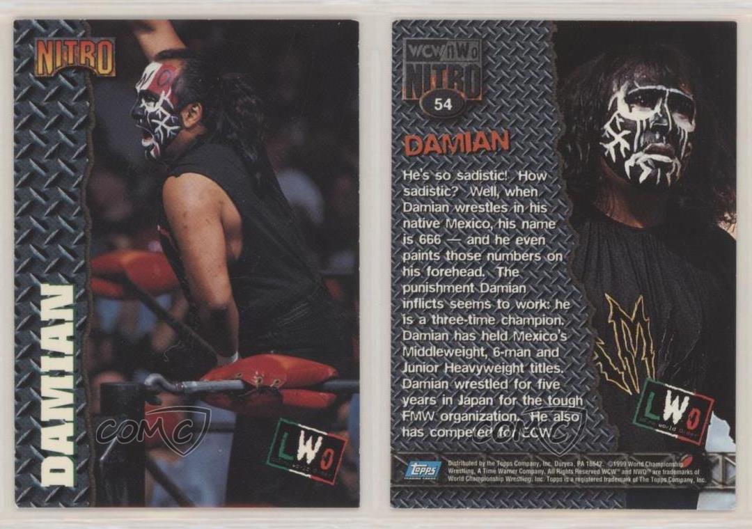 Damian 666 Signed 1999 WCW NWO Topps Card #54 WWE Lucha Libre AAA FMW Autograph 
