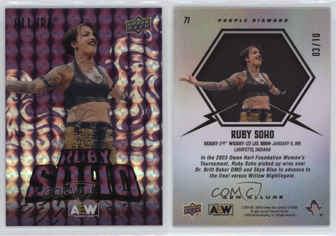 2024 Upper Deck Allure AEW Purple Diamond /10 Ruby Soho #71 - Picture 3 of 3