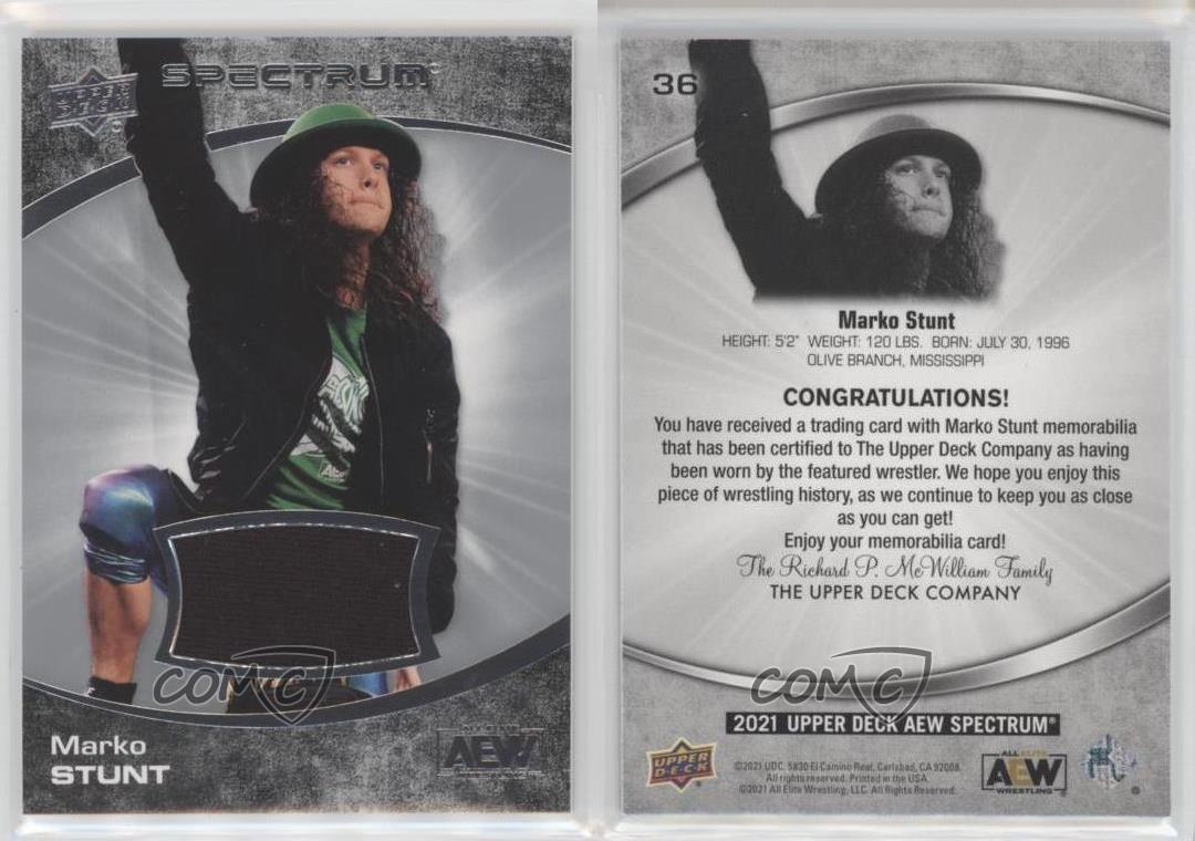 2021 Upper Deck AEW Spectrum Memorabilia Marko Stunt #36 Rookie RC