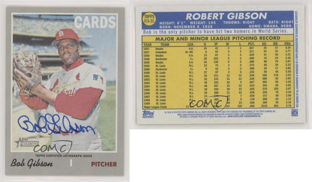 2019 Topps Heritage Real One Auto Bob Gibson #ROA-BG Auto HOF