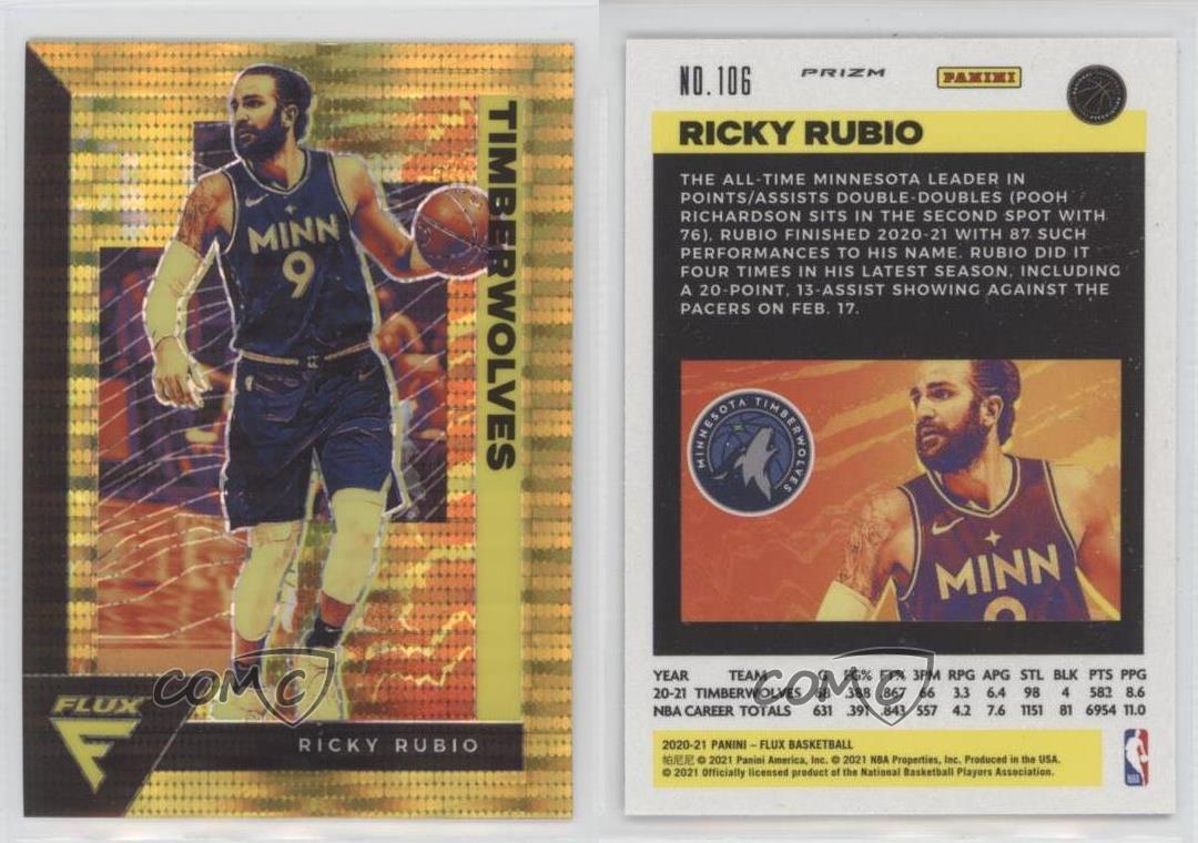 2020-21 Panini Flux Factory Set Gold Pulsar Prizm Ricky Rubio #106 - Picture 3 of 3