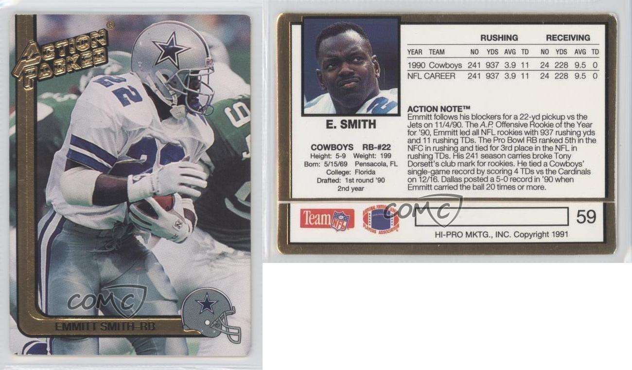1991 Action Packed #59 Emmitt Smith Dallas Cowboys Football Card | eBay