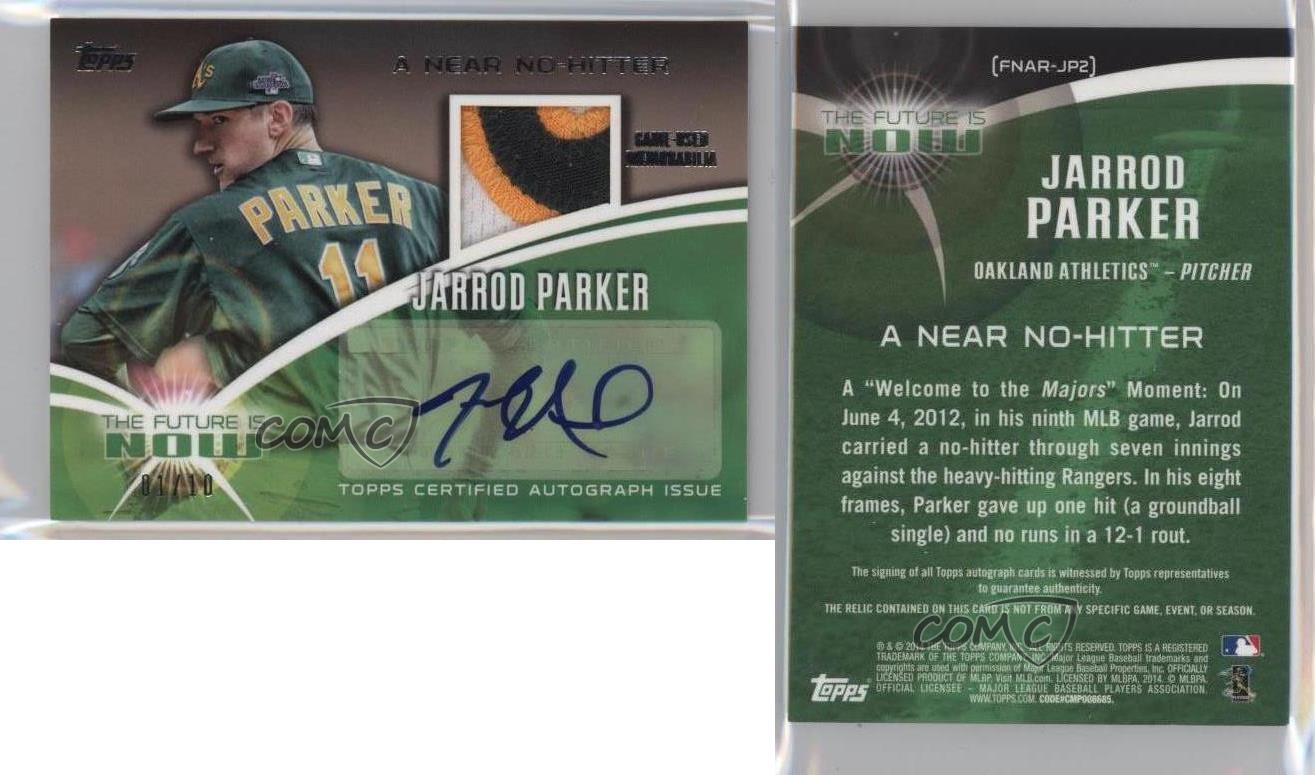 2014 Topps The Future is Now Auto Relics /10 Jarrod Parker #FNAR-JP2 Auto - Picture 3 of 3
