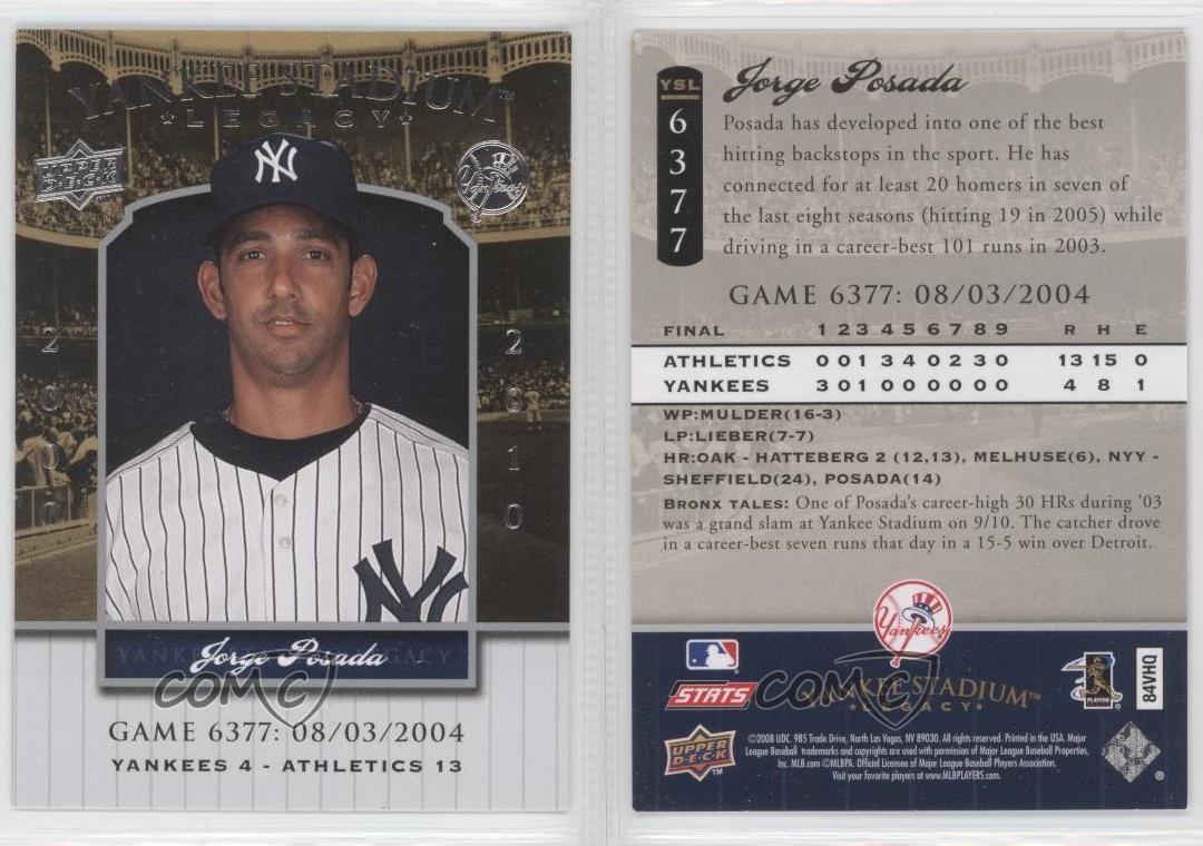 2008 Upper Deck magasin Yankee Stadium Legacy Jorge Posada #YSL6377