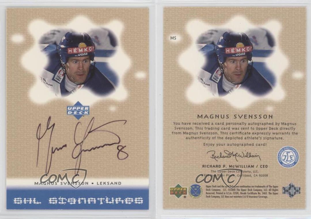 2000-01 Upper Deck Swedish SHL Signatures Magnus Svensson #MS Auto - Picture 3 of 3