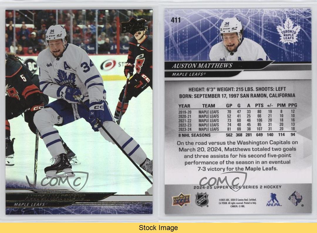 2024-25 Upper Deck Series 2 Silver Foil Auston Matthews #411 - Bild 3 von 5