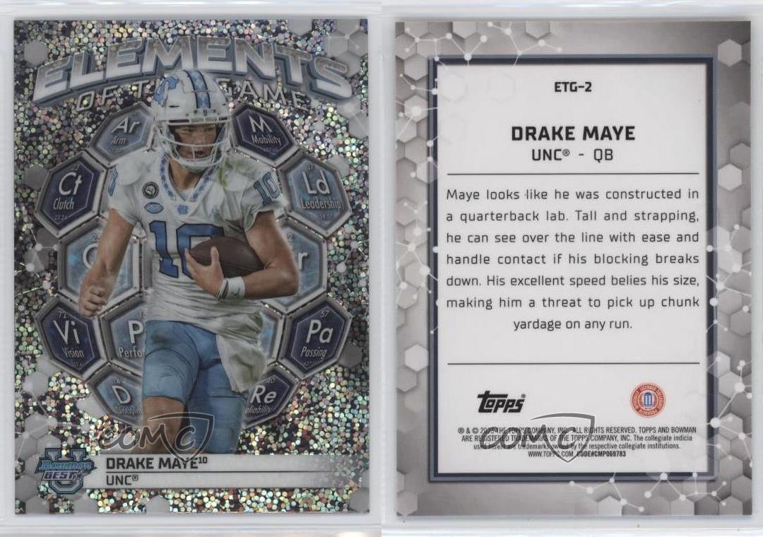 Bowman U Elements of the Game 2023 refractor de motas Drake Maye #ETG-2 - Imagen 3 de 3