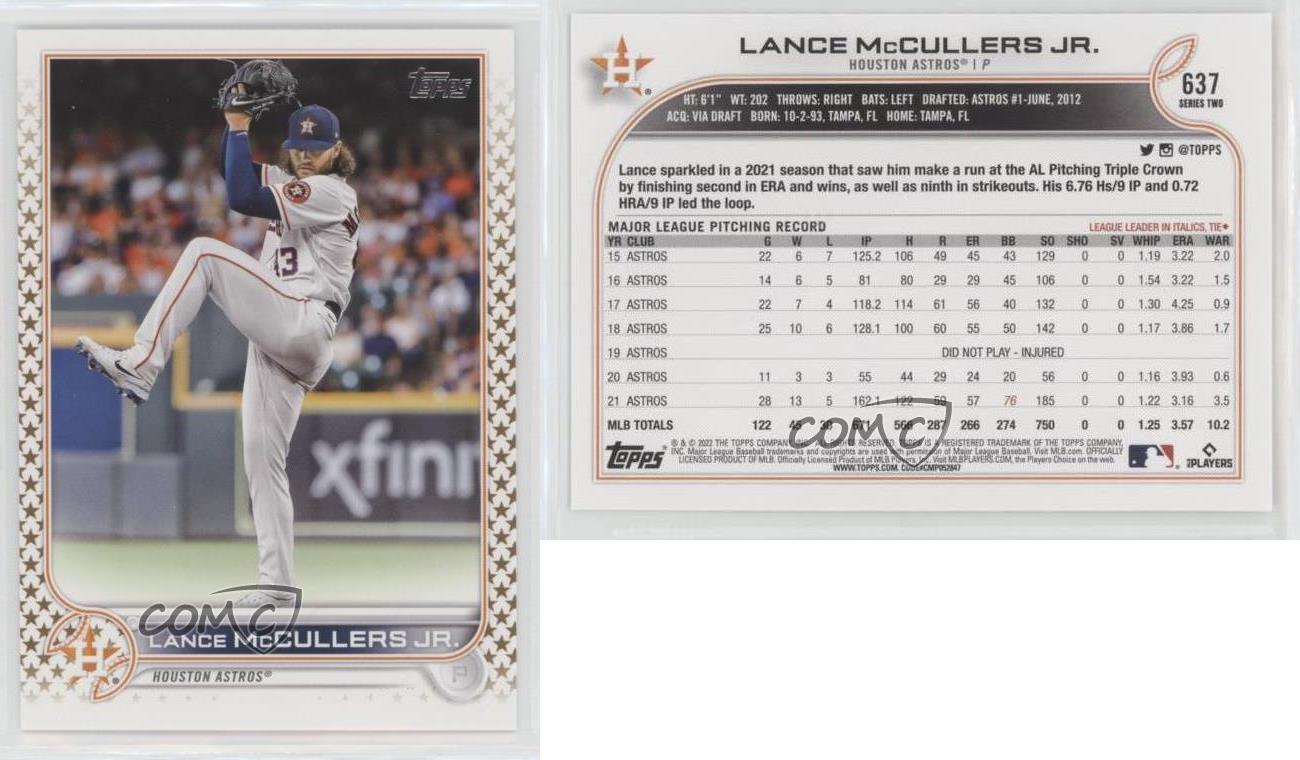 2022 Topps Series 2 #637 Lance McCullers Jr. - Houston Astros BASE BASEBALL  CARD