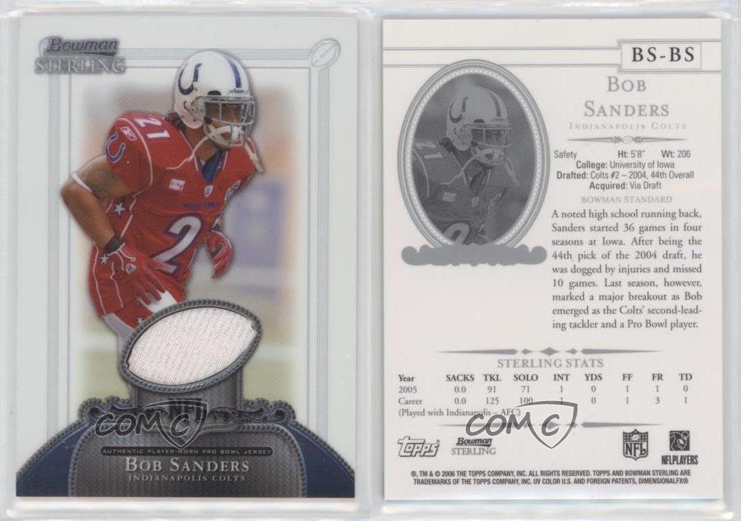 2006 Bowman Sterling Base Relics Bob Sanders #BS-BS