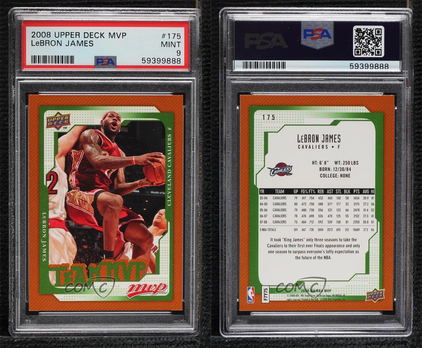 2008-09 Upper Deck MVP LeBron James #175 PSA 9 MINT | eBay