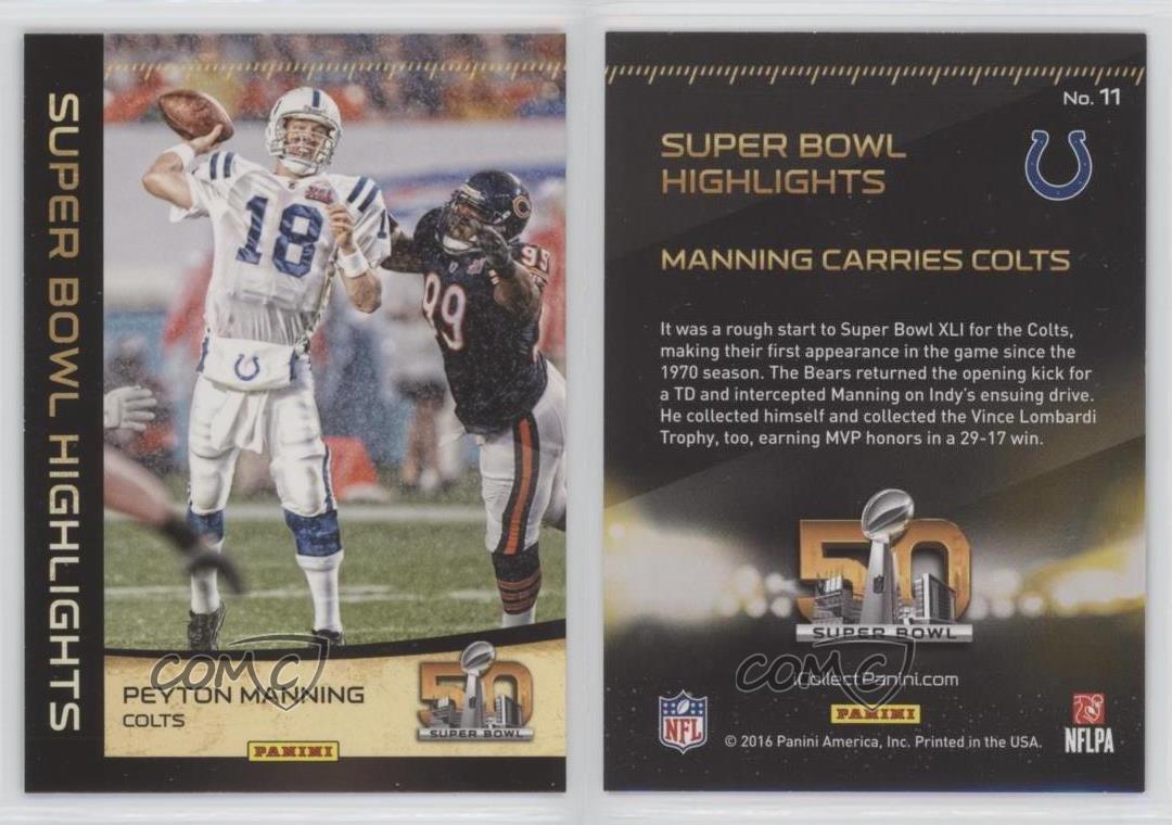 2016 Panini Super Bowl 50 Commemorative Highlights Peyton Manning #11 HOF |  eBay