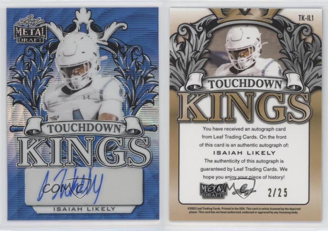 2022 Leaf Metal Draft Isaiah Likely Purple Wave Touchdown Kings Auto RC  #/20 SSP