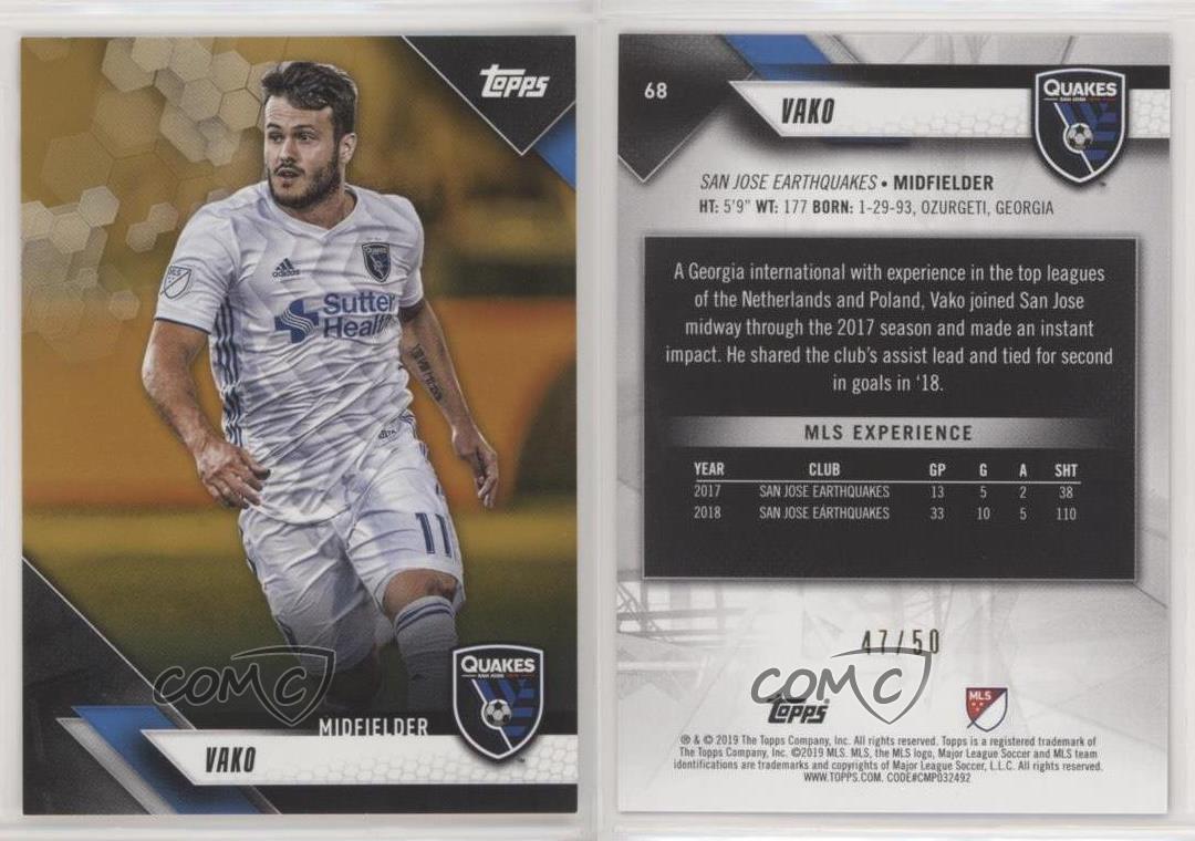 2019 Topps MLS Gold /50 Vako #68