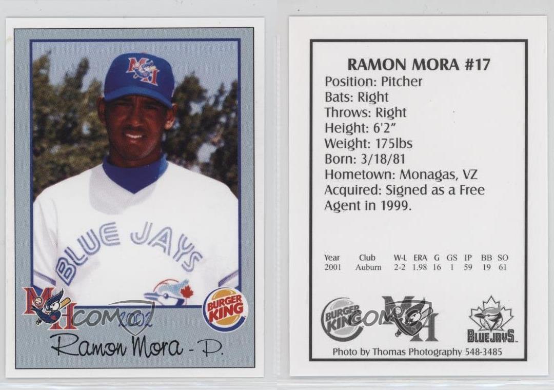 2002 Medicine Hat Blue Jays Team Issue Ramon Mora