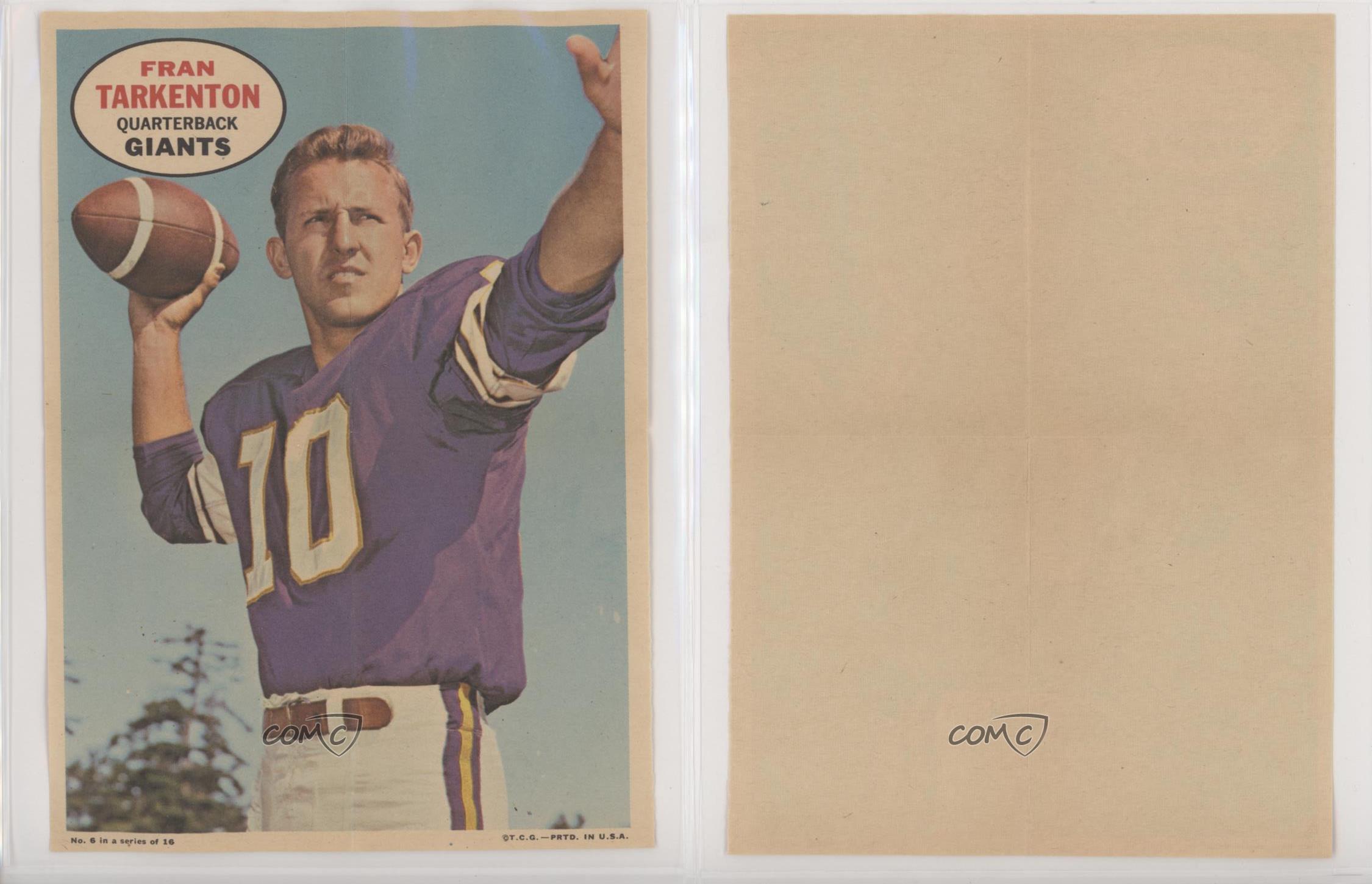 1968 Topps Poster Inserts Fran Tarkenton (Wearing a Minnesota Vikings Jersey)  #6 | eBay