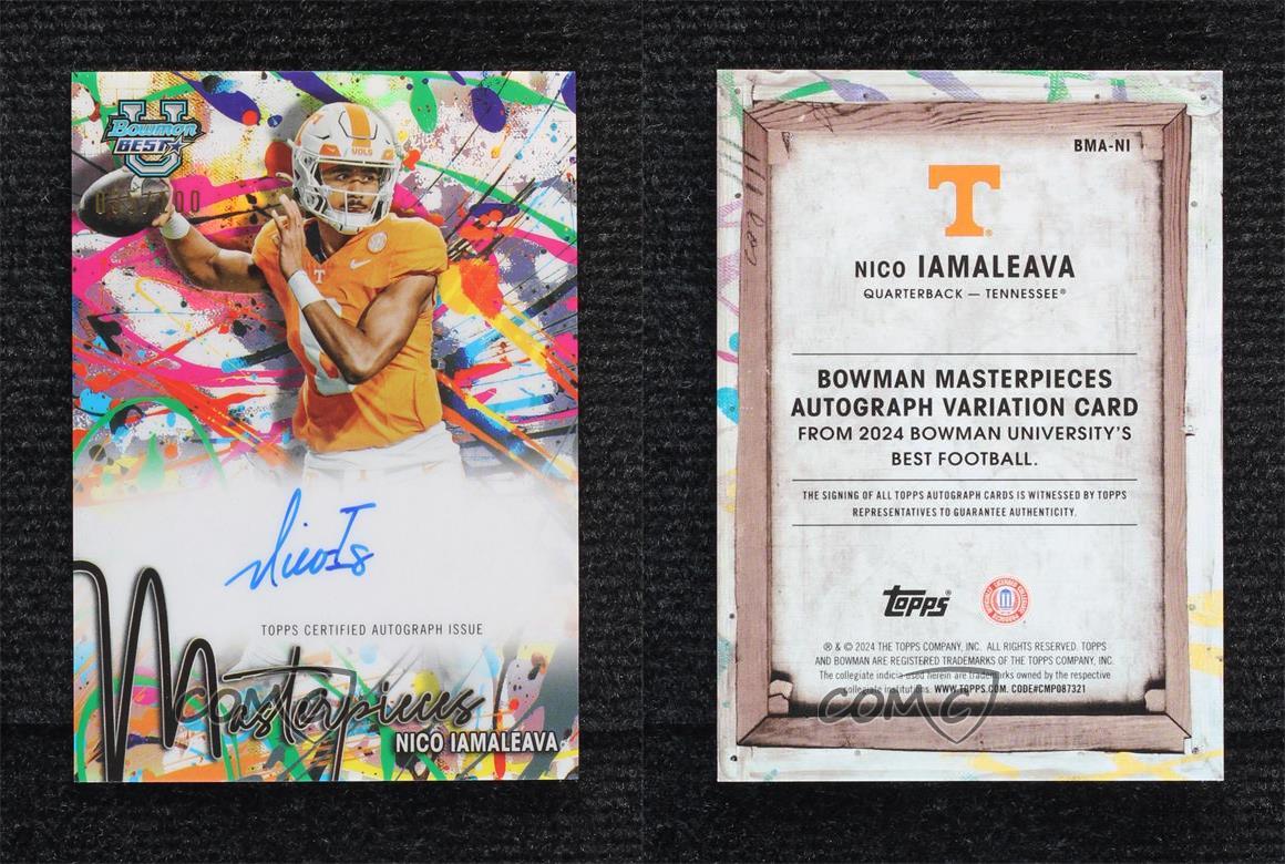 2024 Bowman haute qualité U Bowman Masterpieces Auto /100 Nico Iamaleava #BMA-NI Auto