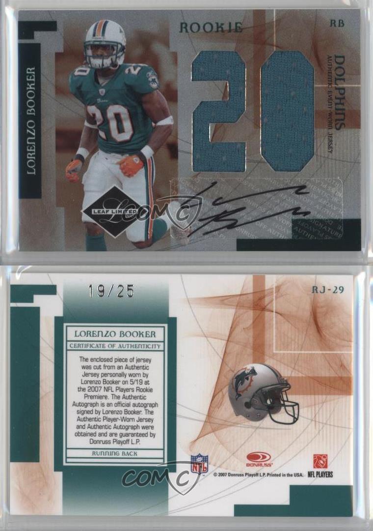 2007 Leaf Limited Jersey Number Signatures /25 Lorenzo Booker Rookie Auto RC | eBay