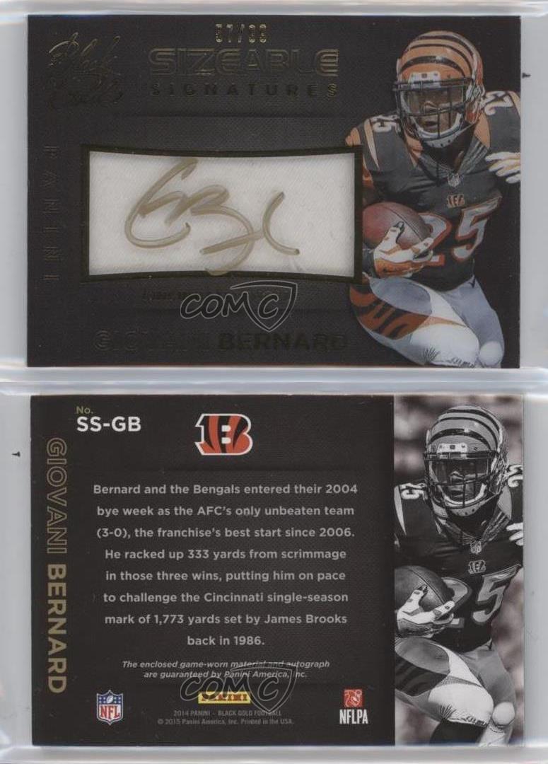 Giovani Bernard 2016 Panini Black And Gold Jersey On Card Auto