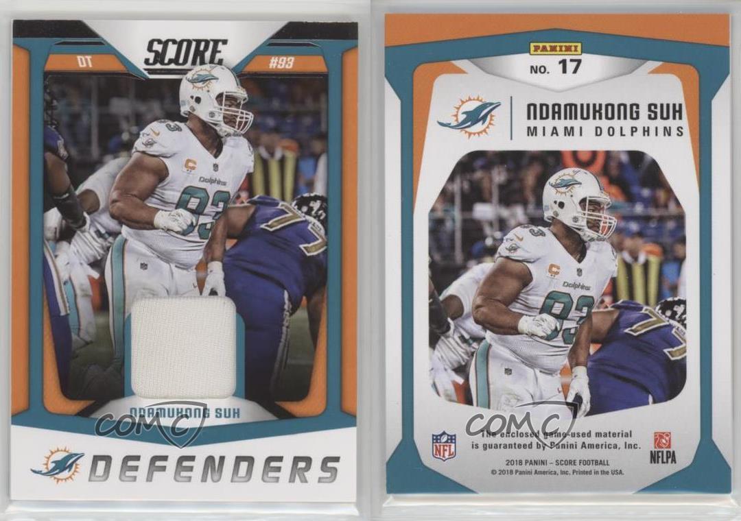 : 2018 Score Defenders #17 Ndamukong Suh Miami Dolphins Football  Jersey MEM Card : Collectibles & Fine Art