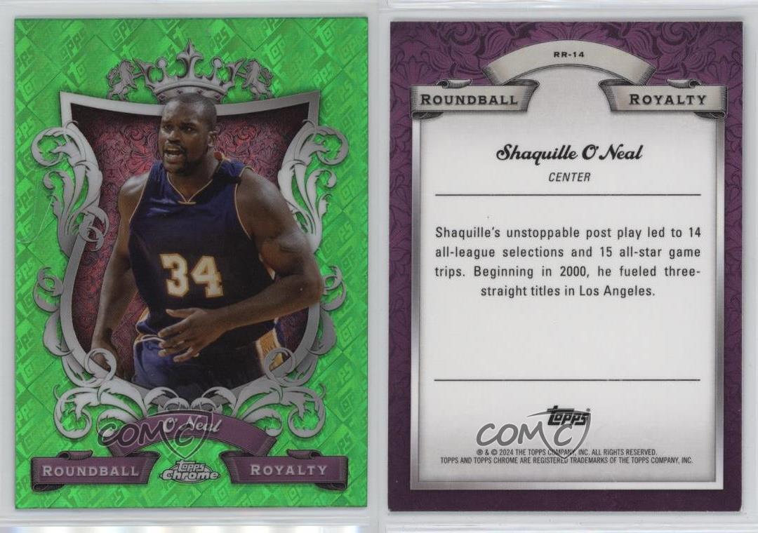 2023 Chrome Roundball Royalty Green Topps Refractor Shaquille O'Neal #RR-14 HOF - Picture 4 of 4
