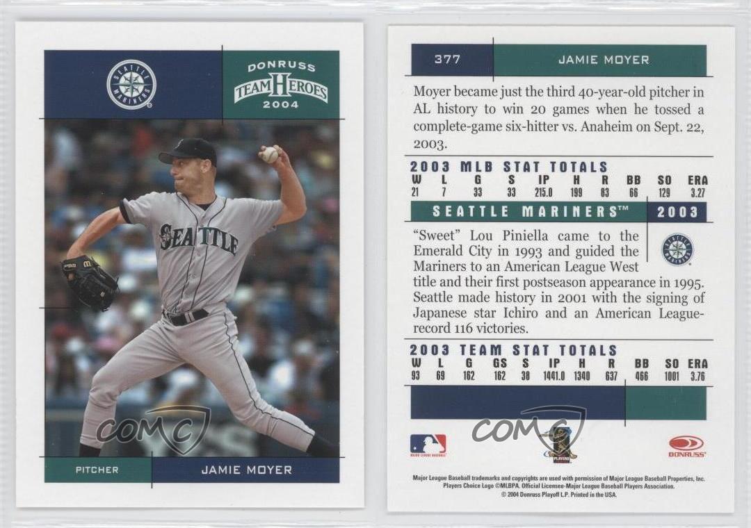  2004 Donruss Team Heroes #377 Jamie Moyer Seattle Mariners MLB  Baseball Card NM-MT : Collectibles & Fine Art