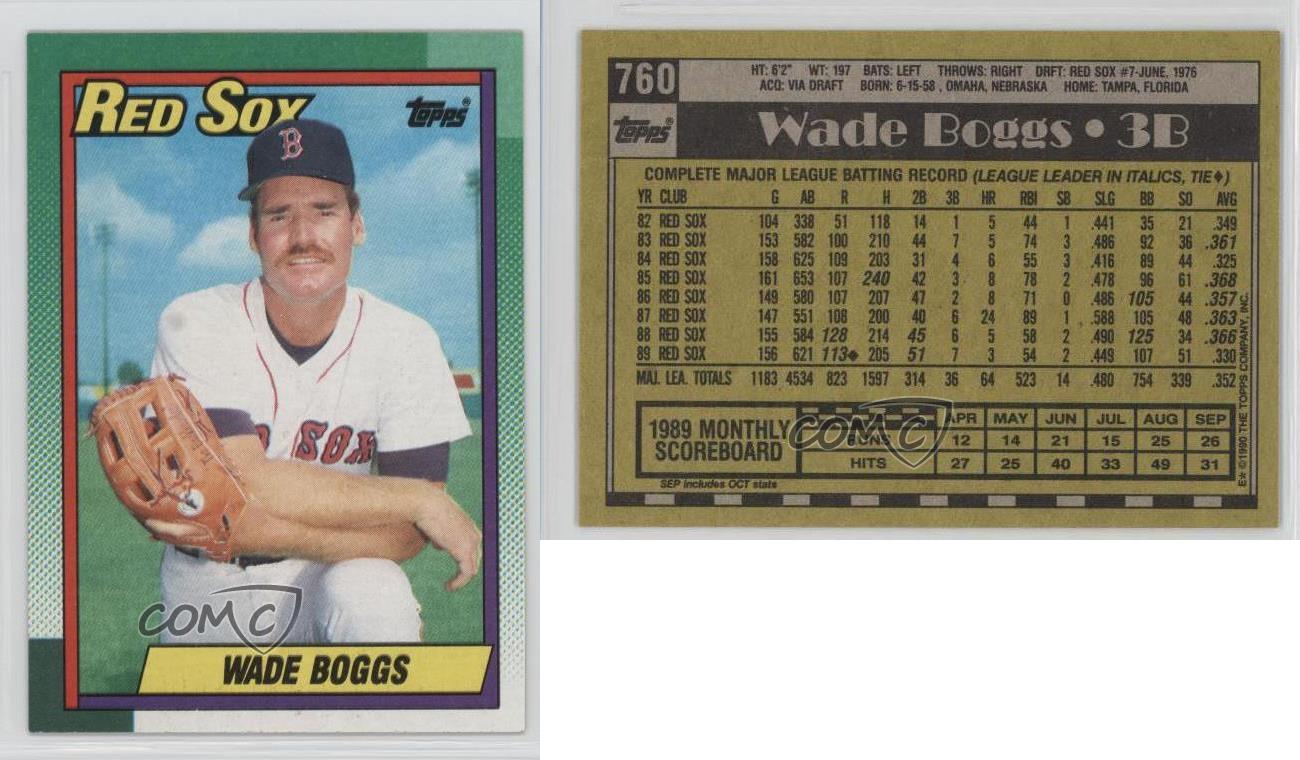 1990 Topps 760 Wade Boggs Boston Red Sox Baseball Card eBay