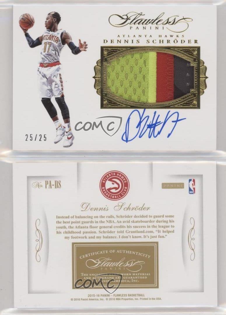 2015 Panini Flawless 2016-17 Update /25 Dennis Schroder #DPA-DS Dual Patch Auto 