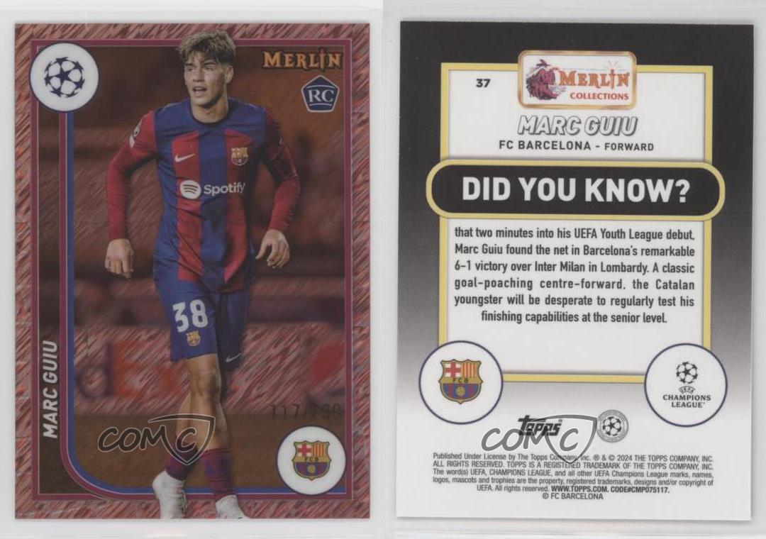 2023-24 Topps Merlin UEFA Club Competitions /299 Marc Guiu #37 Rookie RC