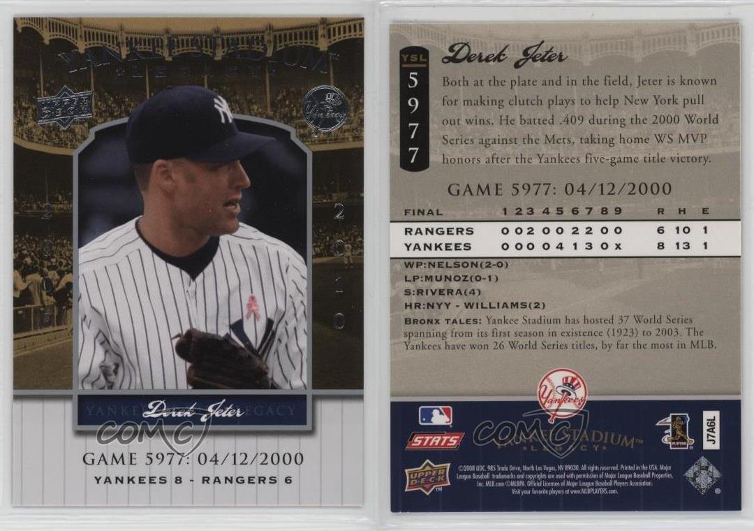 2008 Upper Deck Yankee Stadium officiel Legacy Derek Jeter #YSL5977 HOF