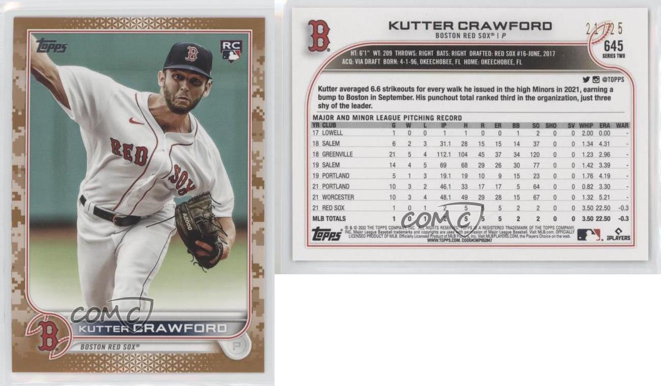 2022 Topps Series 2 Kutter Crawford #645 Boston Red Sox RC ROOKIE CARD
