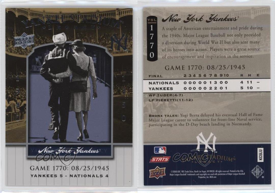 2008 Upper Deck Yankee Stadium Legacy équipe des Yankees de New York vendre #YSL1770