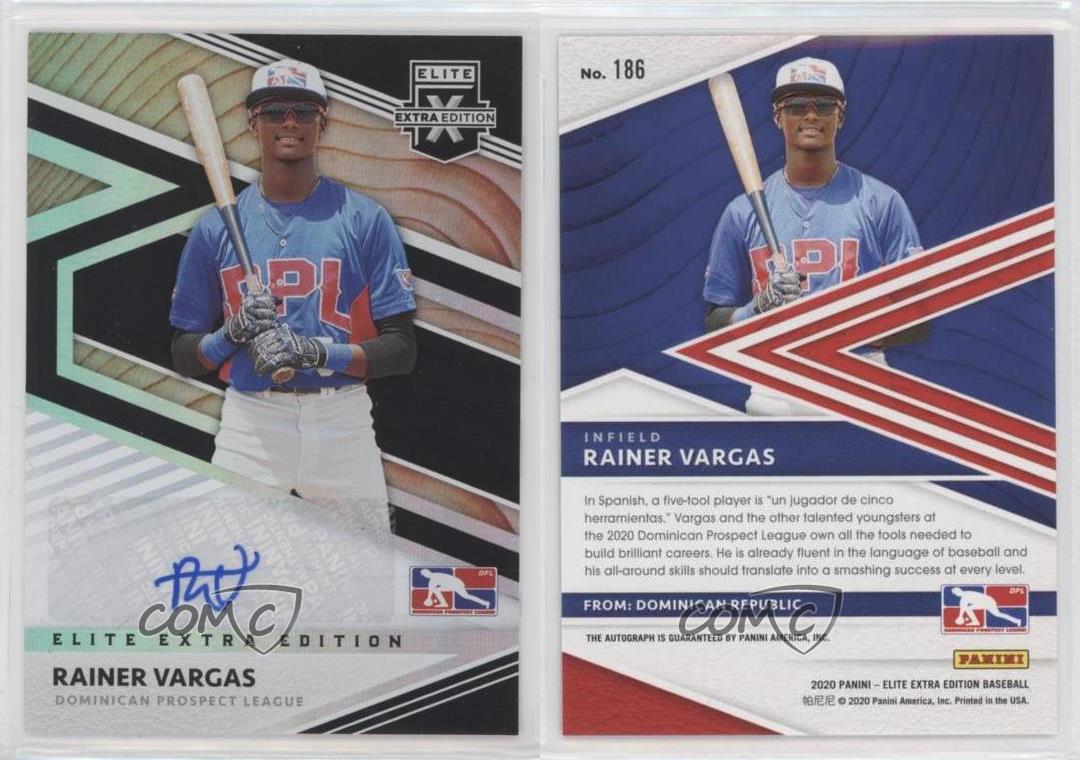Elite Extra Edition Dominican Prospect League Signatures 2020 Rainer Vargas automático - Imagen 3 de 3