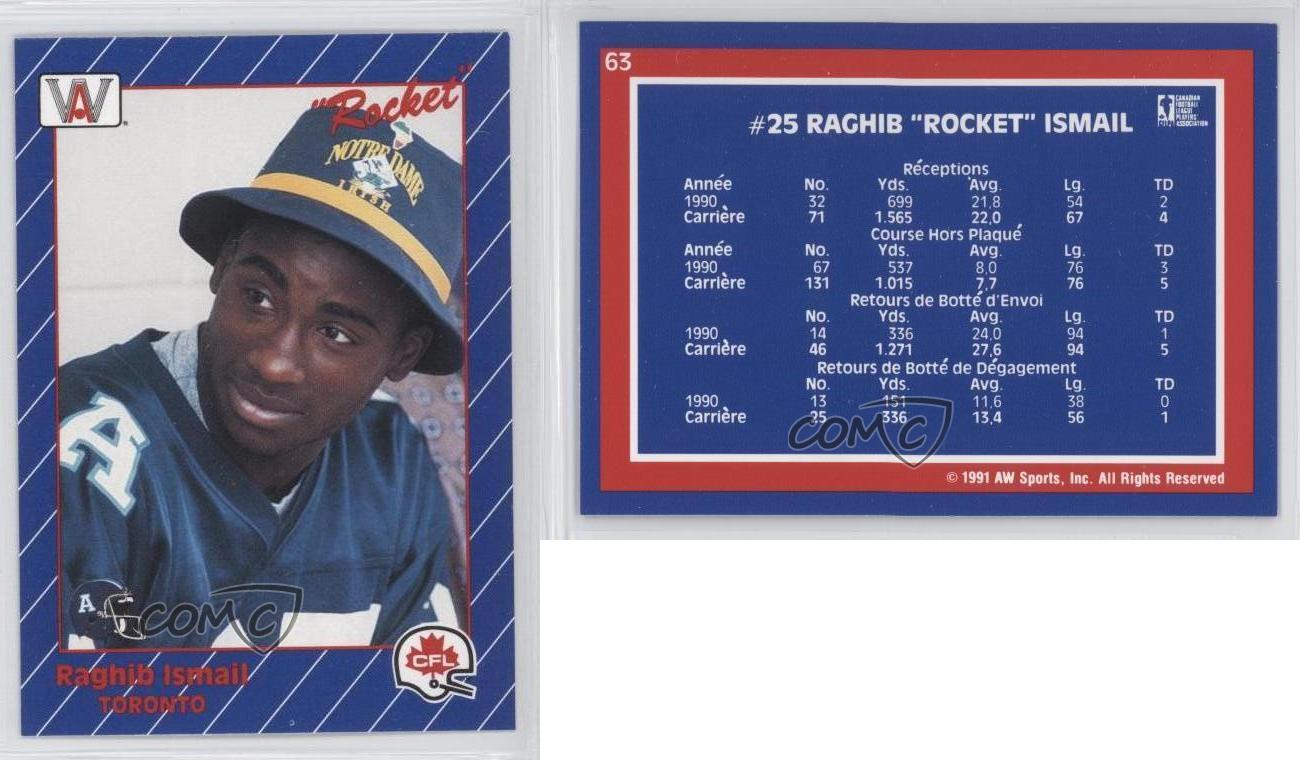1991 All World CFL 63 Rocket Ismail Toronto Argonauts (CFL) Rookie