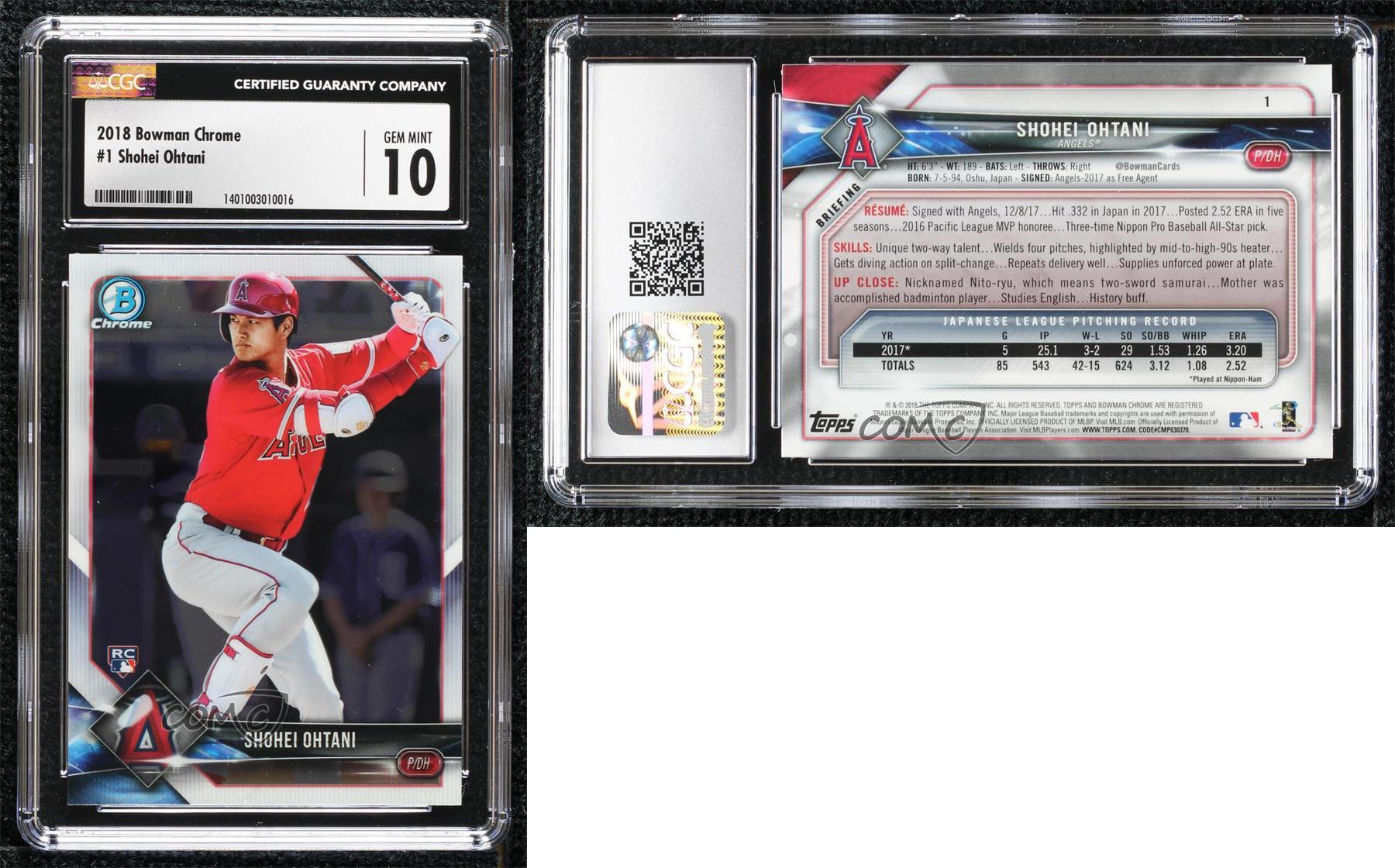 2018 Bowman Chrome Base Shohei Ohtani (Batting) #1 CGC 10 Gem Mint Rookie RC - Picture 4 of 4