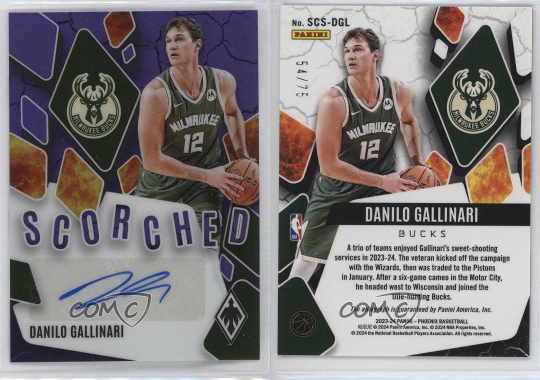 2023-24 Panini Phoenix Scorched Signatures Purple /75 Danilo Gallinari Auto - Bild 3 von 3