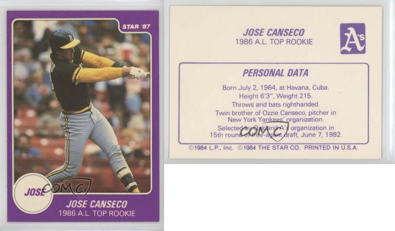 1987 Star Wade Boggs/Jose Canseco - [Base] #_JOCA.2 - Jose Canseco