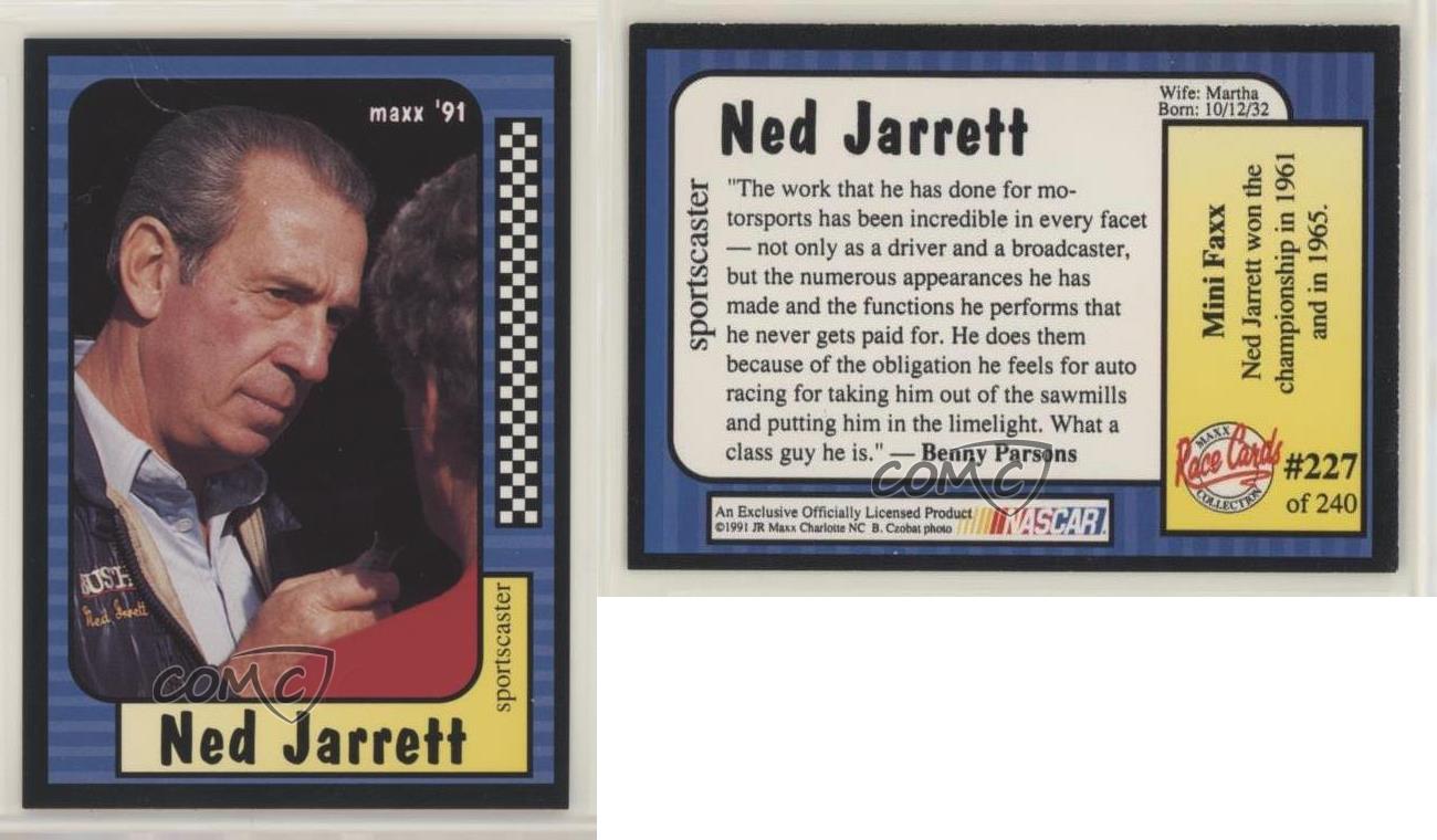 1991 Maxx Collection Ned Jarrett #227 NASCAR Hall of Fame Racing Card