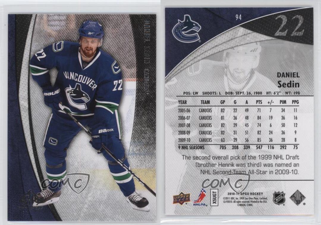 2010-11 SP Game Used Daniel Sedin #94 HOF Hockey Card