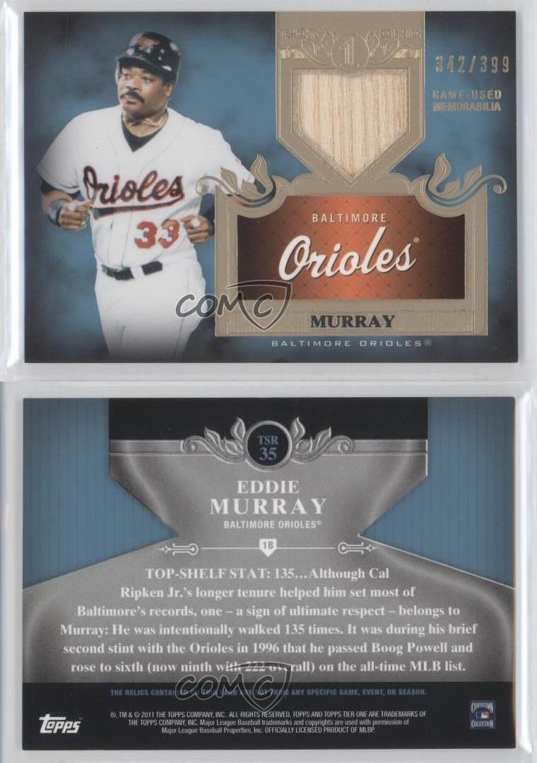 2011 topps tier one top shelf relics single tsr35 eddie murray topps mexico flyer