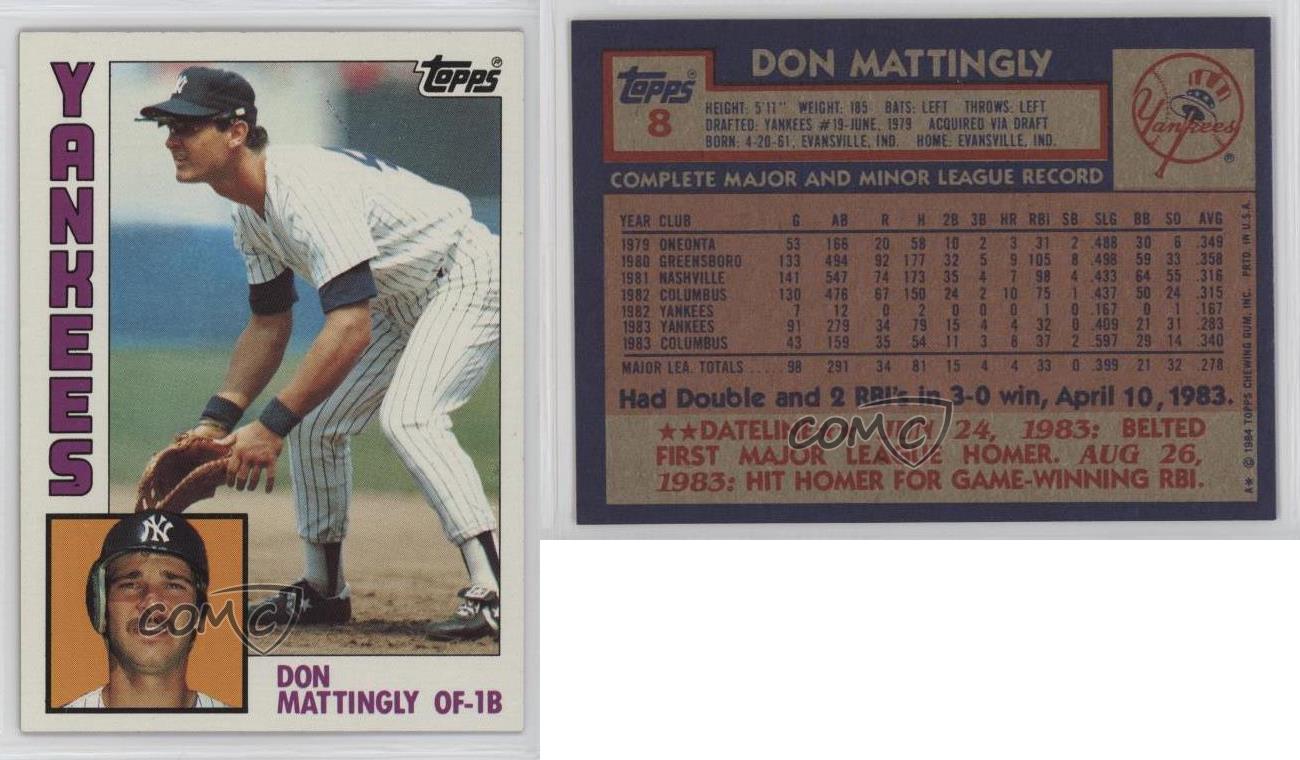 1984 Topps Don Mattingly #8 Rookie RC - Picture 6 of 7